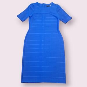 Dorothy Perkins Blue Bodycon Pencil Dress US 6 Slimming Textured EUC